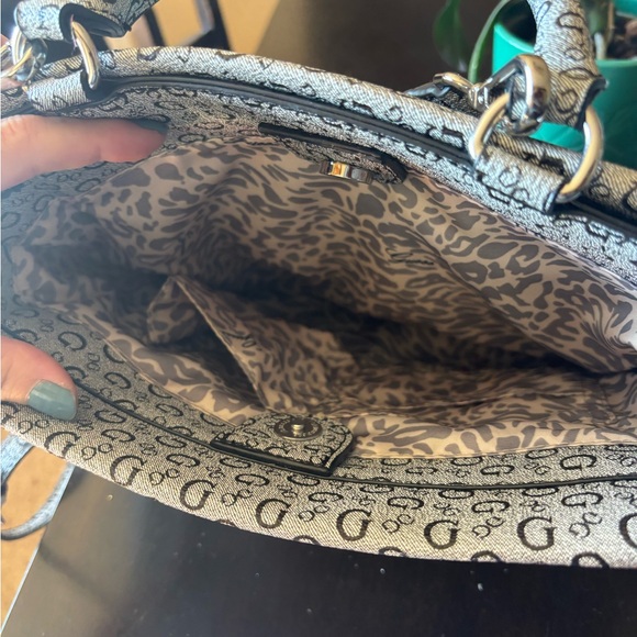 Guess Black and White Monogram Satchel - Picture 11 of 11